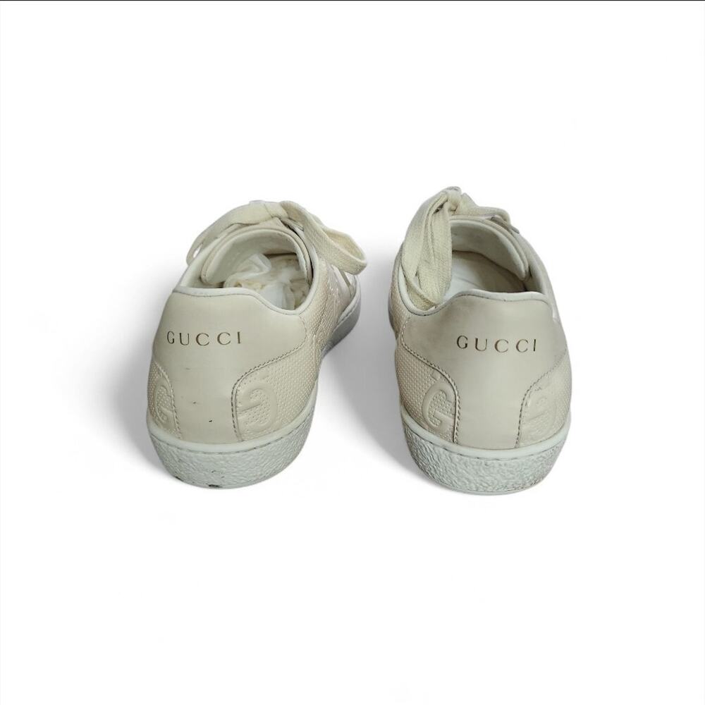 Gucci Ace Low Top Cream GG Embossed Logo Men's Size 38 with Box - Picture 4 of 11